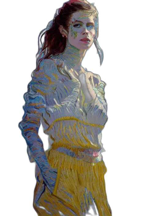 jacket, dress, face, staff, concept art, oil painting, photorealistic, cyberpunk transparent PNG cut-out