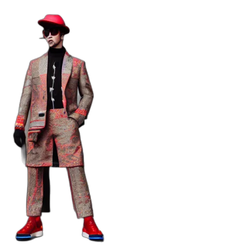 jacket, concept art, 3d render, pixel art, red, man, festival, outfit transparent PNG cut-out