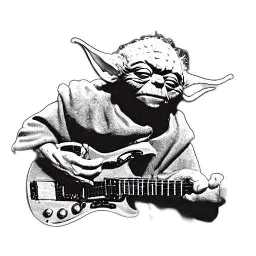animal, staff, jacket, concept art, photorealistic, yoda, playin, electric transparent PNG cut-out