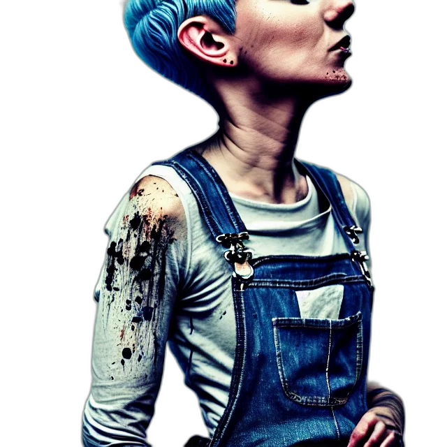 robot, staff, face, jacket, cyberpunk, photorealistic, concept art, comic book art transparent PNG cut-out