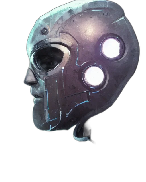 mask, robot, face, crown, concept art, cyberpunk, 3d render, fantasy art transparent PNG cut-out