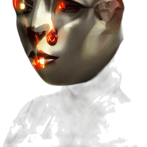 mask, face, robot, crown, concept art, 3d render, fantasy art, photorealistic transparent PNG cut-out