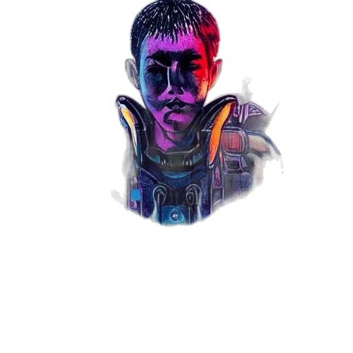 robot, face, mask, jacket, cyberpunk, concept art, pixel art, comic book art transparent PNG cut-out