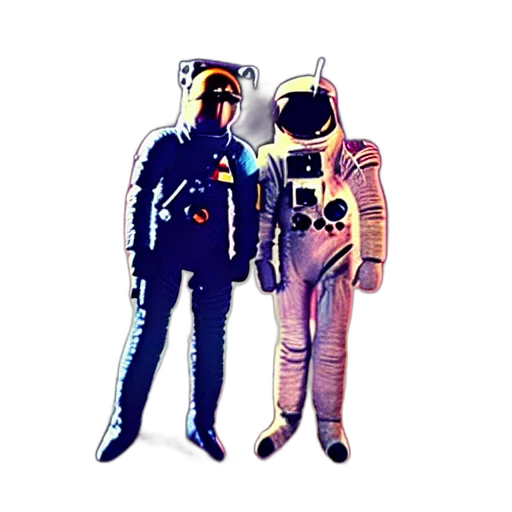 jacket, robot, staff, pixel art transparent PNG cut-out