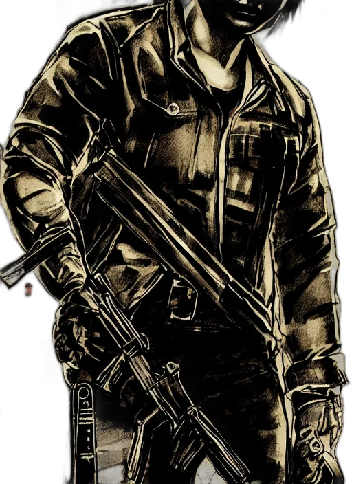 jacket, weapon, comic book art, concept art transparent PNG cut-out