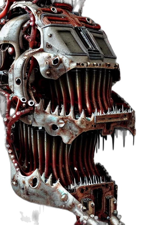 robot, creature, face, concept art, 3d render, close, machine, made transparent PNG cut-out