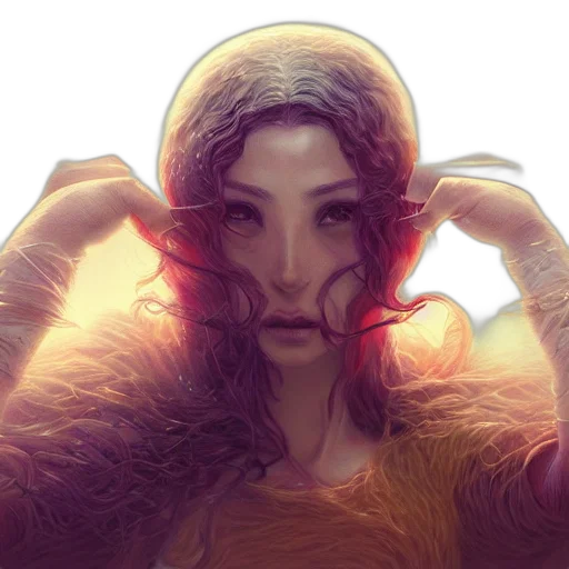 mask, face, creature, hair, concept art, fantasy art, cyberpunk, photorealistic transparent PNG cut-out