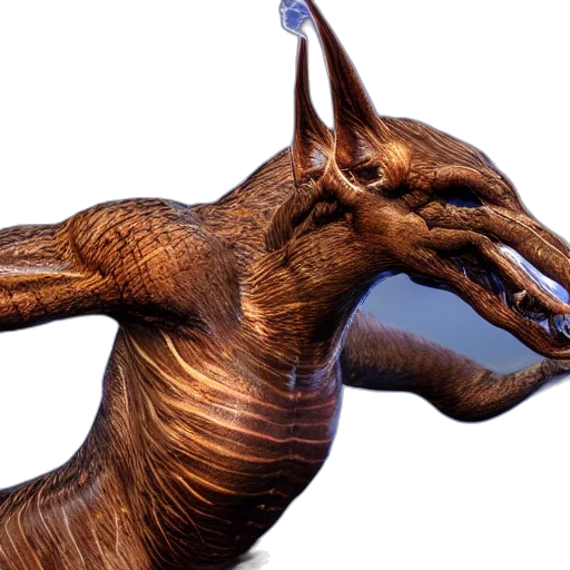 dragon, creature, animal, staff, 3d render, concept art, photorealistic, fantasy art transparent PNG cut-out