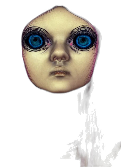 face, mask, robot, creature, concept art, fantasy art, comic book art, 3d render transparent PNG cut-out