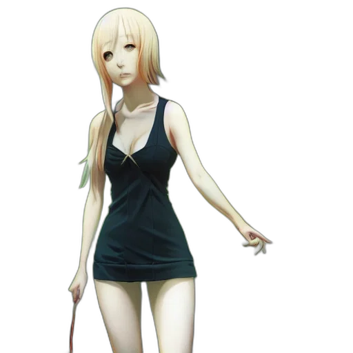 dress, staff, concept art, fantasy art, 3d render, anime, monochrome, realistic transparent PNG cut-out