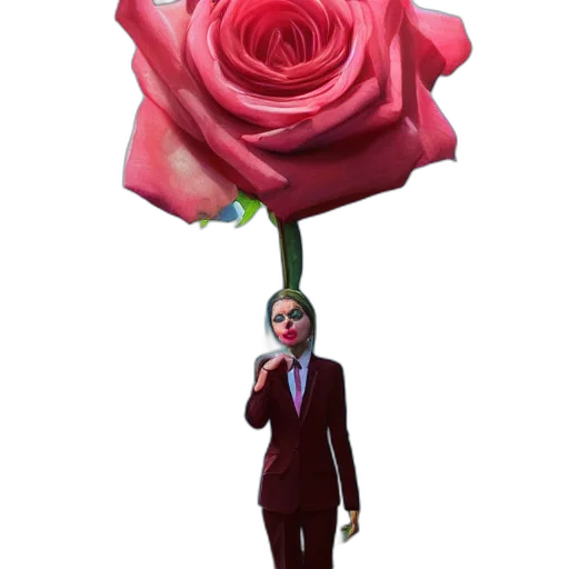 staff, flower, robot, umbrella, 3d render, concept art, cartoon, red transparent PNG cut-out