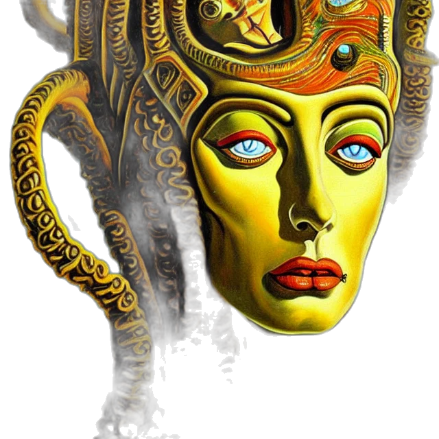 mask, crown, jewelry, face, fantasy art, concept art, photorealistic, comic book art transparent PNG cut-out