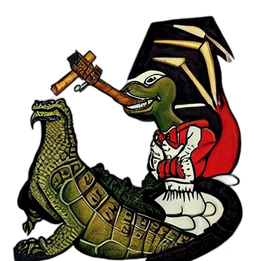 dragon, staff, concept art, underwater, poster, featuring, humanoid, crocodile transparent PNG cut-out