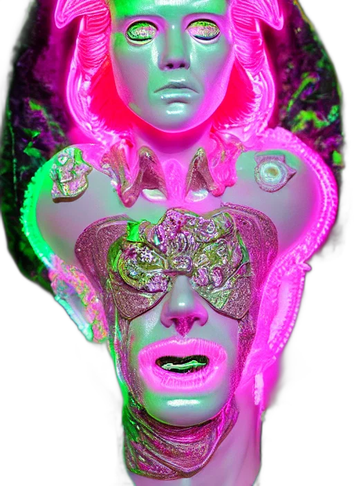 mask, face, crown, jewelry, vaporwave, 3d render, concept art, cyberpunk transparent PNG cut-out
