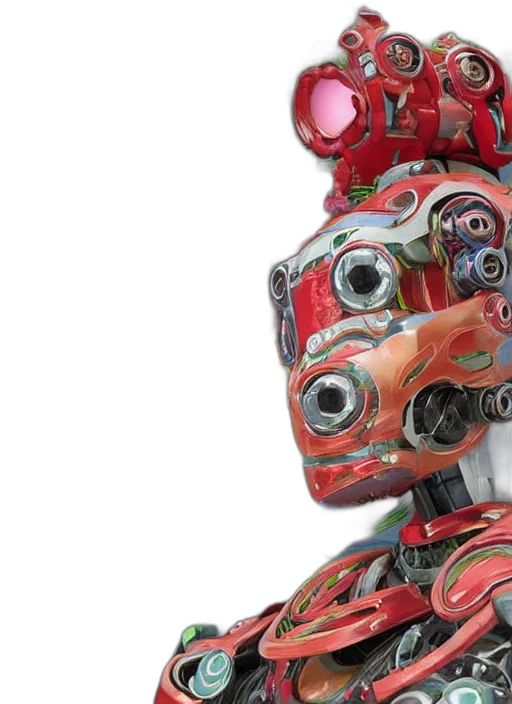 robot, mask, face, cyberpunk, 3d render, colourful, vfx, art transparent PNG cut-out