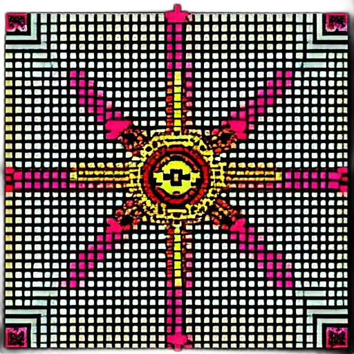 crown, flower, pixel art, neon, very, low, resolution, color transparent PNG cut-out