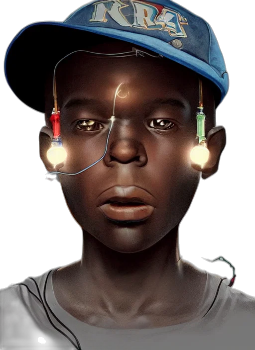 face, robot, hat, jewelry, concept art, cyberpunk, photorealistic, 3d render transparent PNG cut-out