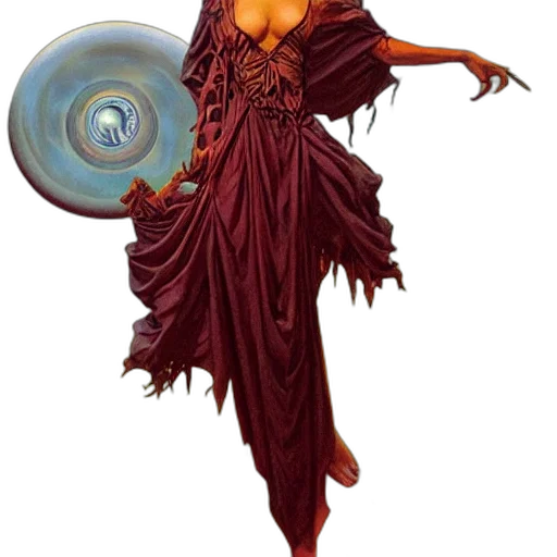 dress, jewelry, staff, fantasy art transparent PNG cut-out