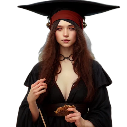 hat, staff, jewelry, dress transparent PNG cut-out