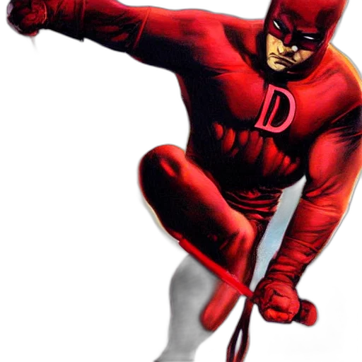 weapon, staff, sword, comic book art, concept art, red, daredevil, painting transparent PNG cut-out