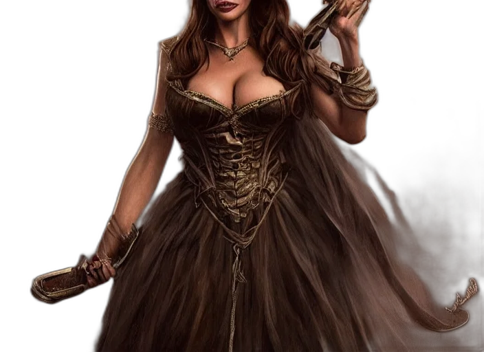 dress, staff, jewelry, fantasy art transparent PNG cut-out