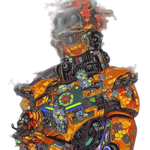 robot, weapon, jacket, mask, concept art, cyberpunk, comic book art, pixel art transparent PNG cut-out