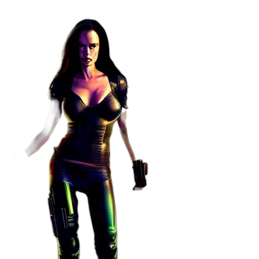 concept art, comic book art, 3d render, pixel art, green, cyberpunk, angelina, jolie transparent PNG cut-out