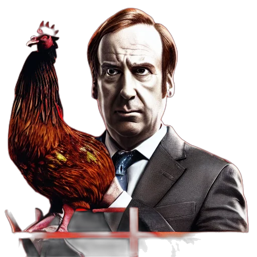animal, photorealistic, concept art, saul, goodman, rooster, saw, movie transparent PNG cut-out