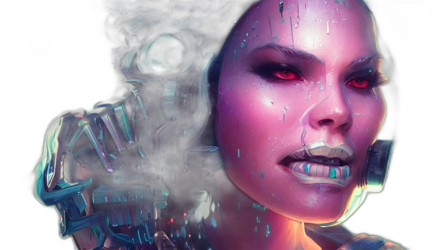 face, cyberpunk, concept art, photorealistic transparent PNG cut-out