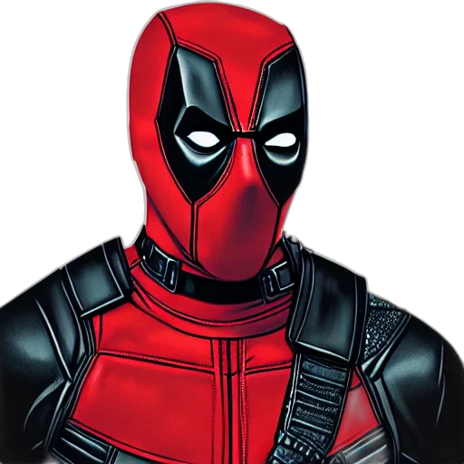 mask, face, jacket, comic book art, concept art, 3d render, photorealistic, deadpool transparent PNG cut-out