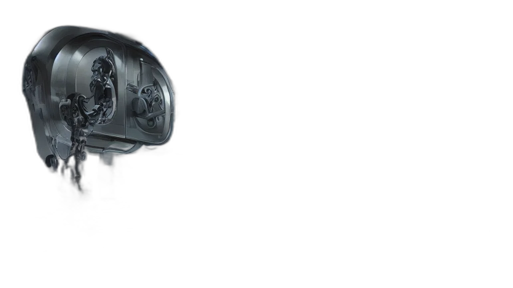 weapon, car, mask, robot, 3d render, photorealistic, futuristic, robotic transparent PNG cut-out