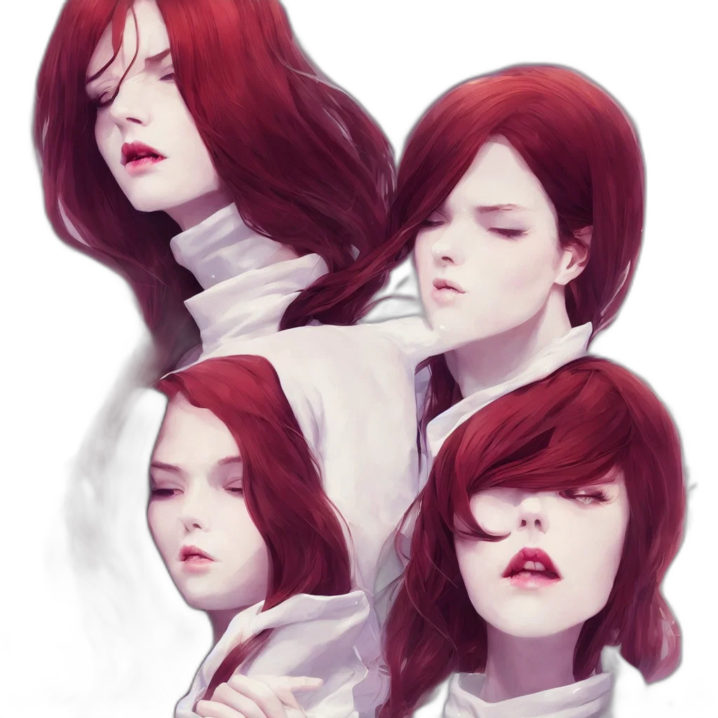 face, concept art, photorealistic, fantasy art, comic book art, red, monochrome, dark transparent PNG cut-out