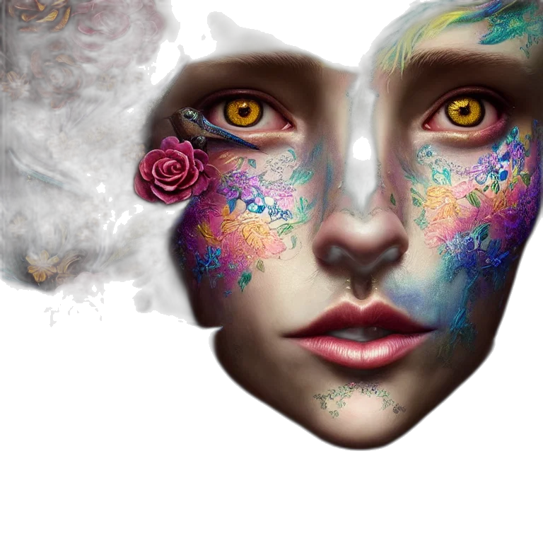 mask, face, flower, fantasy art transparent PNG cut-out
