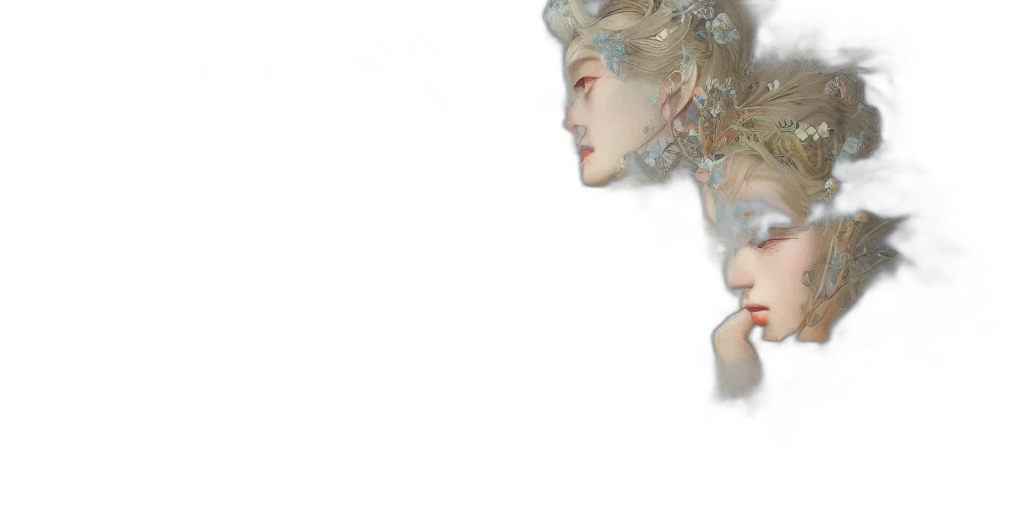 face, crown, mask, 3d render, photorealistic, concept art, vaporwave, outer space transparent PNG cut-out