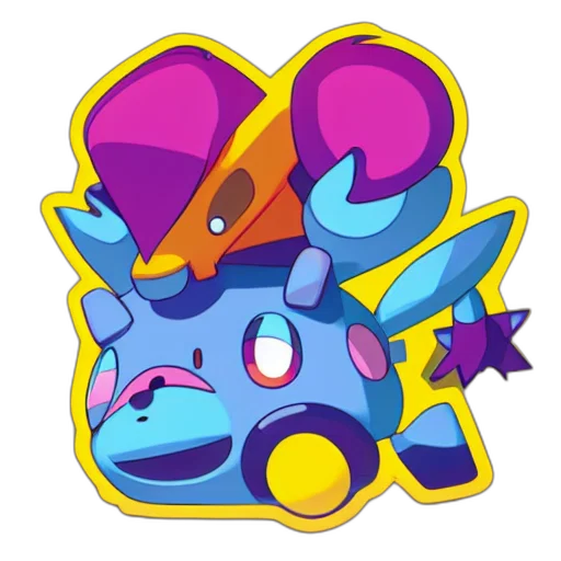 dragon, creature, vaporwave, pixel art transparent PNG cut-out
