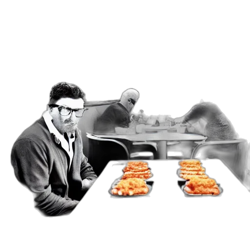 food, concept art, photorealistic, cartoon, fire, walter, white, eating transparent PNG cut-out