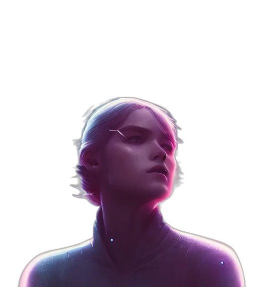 face, robot, crown, jacket, cyberpunk, vaporwave, watercolor, concept art transparent PNG cut-out