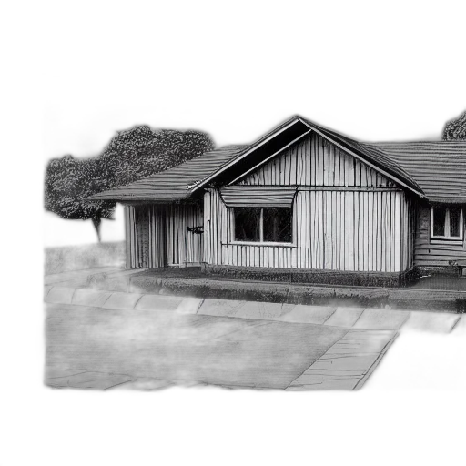 building, 3d render, photorealistic, concept art, pencil sketch, fog, house, designed transparent PNG cut-out