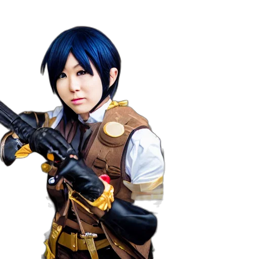 weapon, staff, jacket, photorealistic transparent PNG cut-out