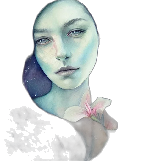 face, mask, flower, creature, watercolor, photorealistic, fantasy art, concept art transparent PNG cut-out