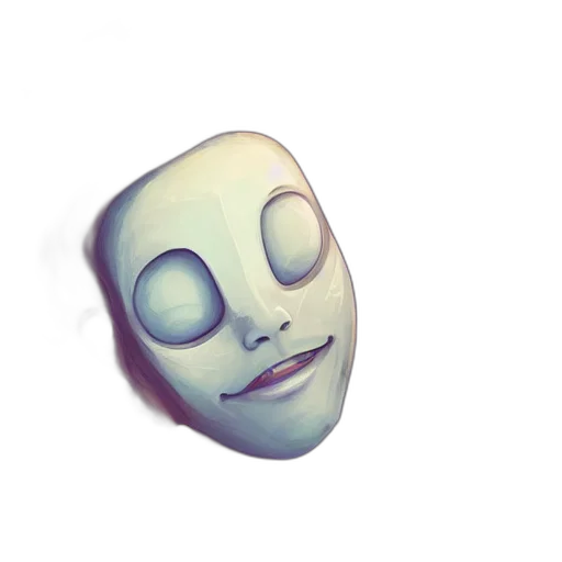 mask, face, robot, creature, 3d render, concept art, vaporwave, photorealistic transparent PNG cut-out