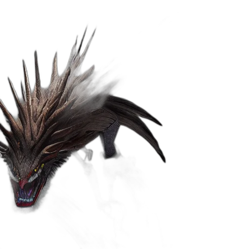 hair, creature, dragon, animal, 3d render, concept art, fantasy art, photorealistic transparent PNG cut-out