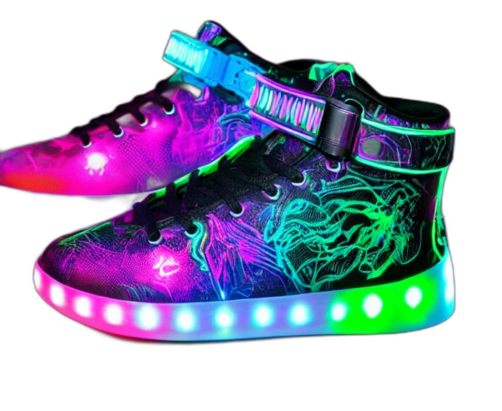 shoes, cyberpunk, vaporwave, concept art transparent PNG cut-out