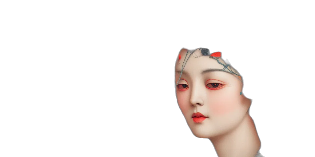 face, mask, crown, hat, 3d render, photorealistic, vaporwave, fantasy art transparent PNG cut-out
