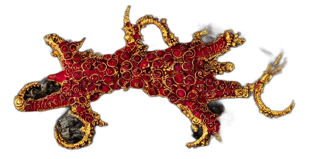 jewelry, dragon, crown, staff, red, large, five, armed transparent PNG cut-out