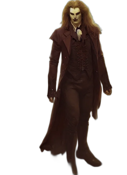 jacket, staff, dress, concept art, fantasy art, 3d render, photorealistic, dark transparent PNG cut-out