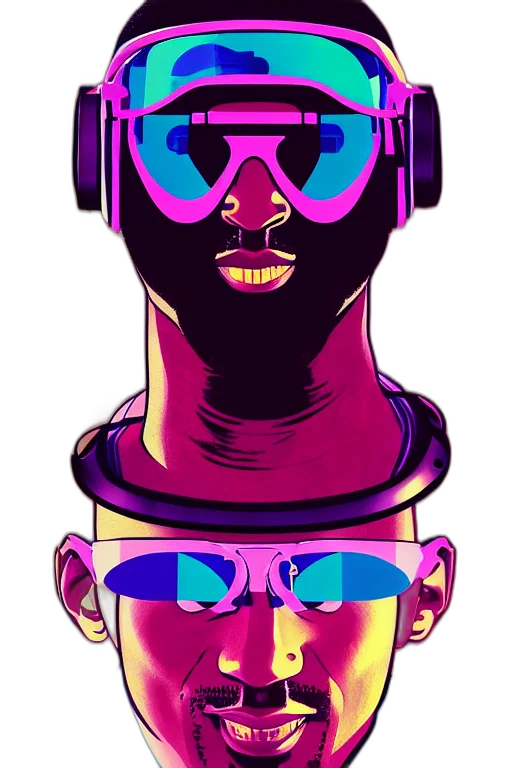 face, mask, vaporwave, cyberpunk transparent PNG cut-out