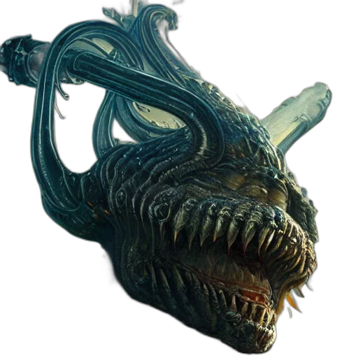 mask, dragon, creature, staff transparent PNG cut-out