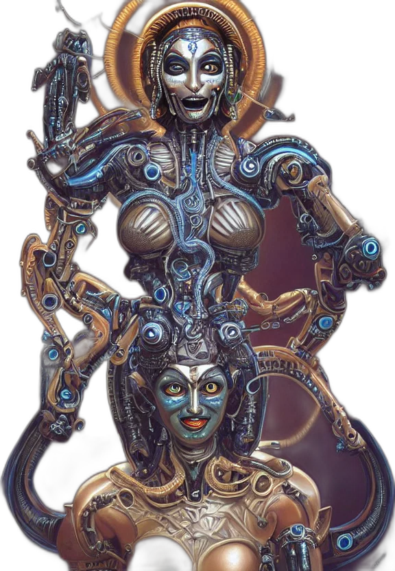 jewelry, robot, staff, crown, concept art, fantasy art, comic book art, 3d render transparent PNG cut-out
