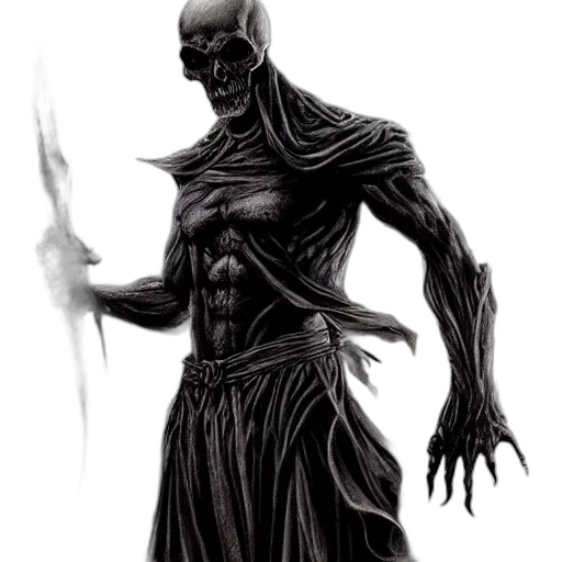 staff, creature, mask, sword, concept art, comic book art, fantasy art, pencil sketch transparent PNG cut-out